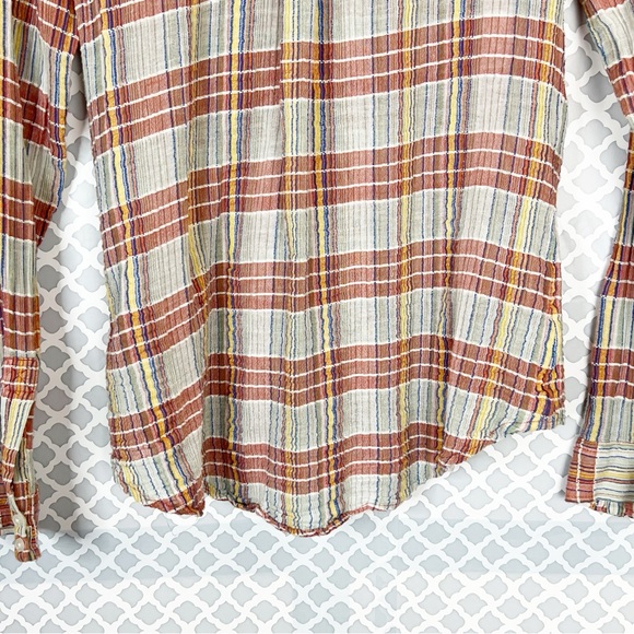 GUC We The Free Plaid Gauze Long Sleeve Shirt - Picture 5 of 10